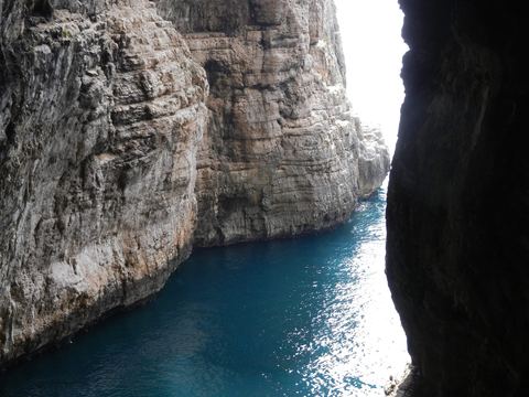 Gaeta's Montagna Spaccata, the split cliff the 4-hour boat tour passes from the sea